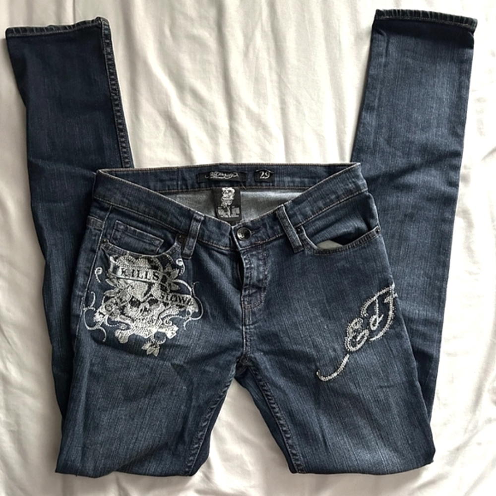 🍒 RARE Y2K ED HARDY RHINESTONE WOMENS JEANS